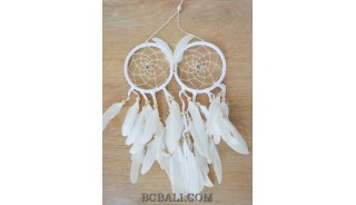 double circle dream catcher feathers small hanging wall